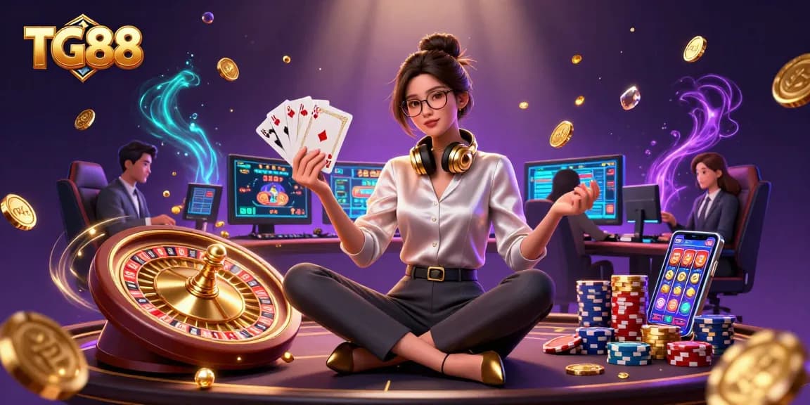 Experience thrilling casino action with TG88’s advanced gaming setup and vibrant elements.