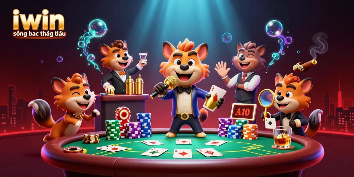 Experience excitement at iwin sòng bạc thượng lưu with lively hyena characters in a vibrant casino.
