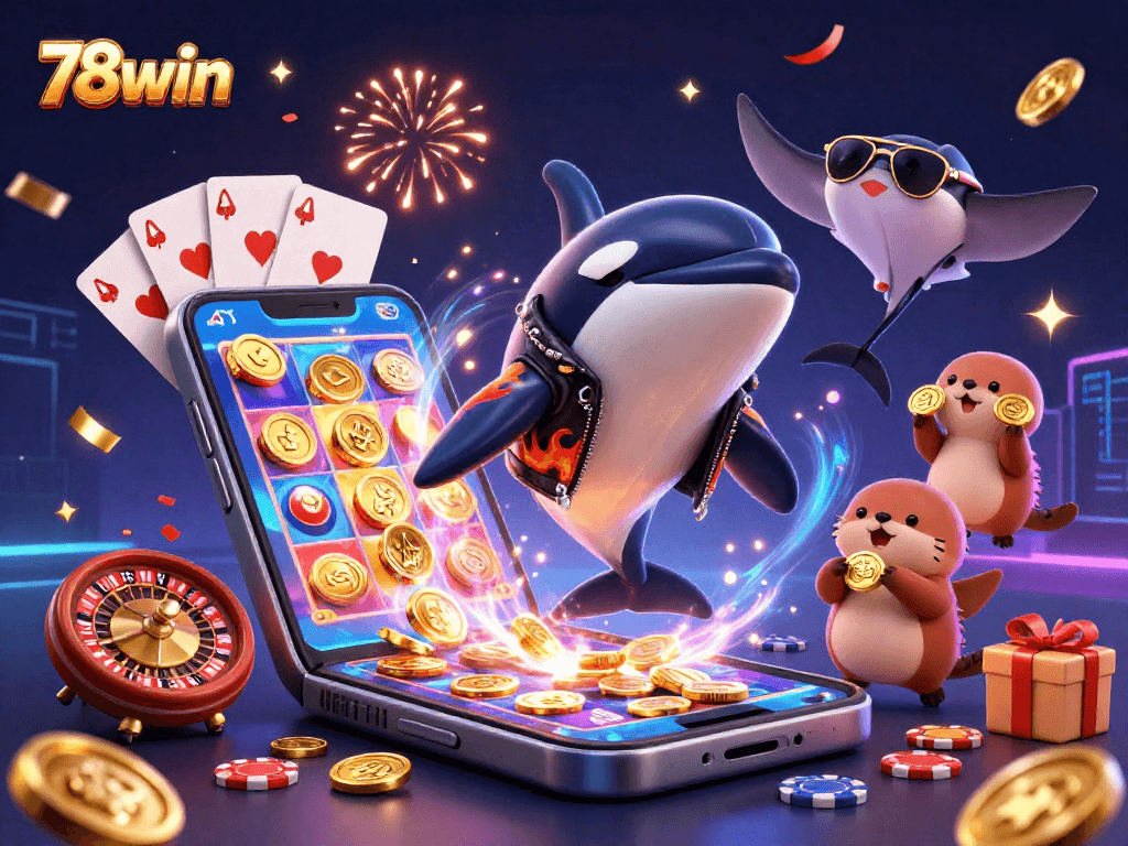 Experience thrilling games at 78win with vibrant characters and rich casino elements.