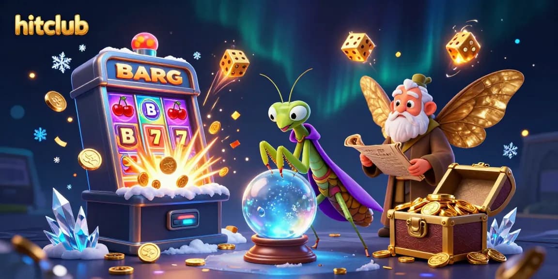 Hitclub gaming scene featuring a fortune teller and a librarian in a colorful casino environment.