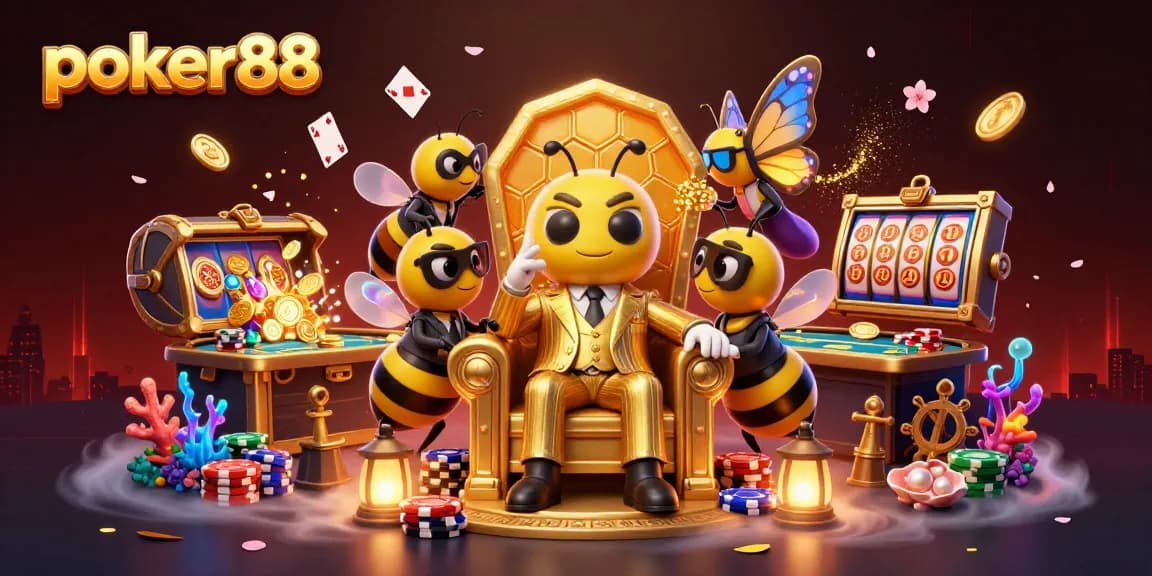 Experience poker88 thrill with colorful cards and dynamic chips, all in a vibrant casino scene.