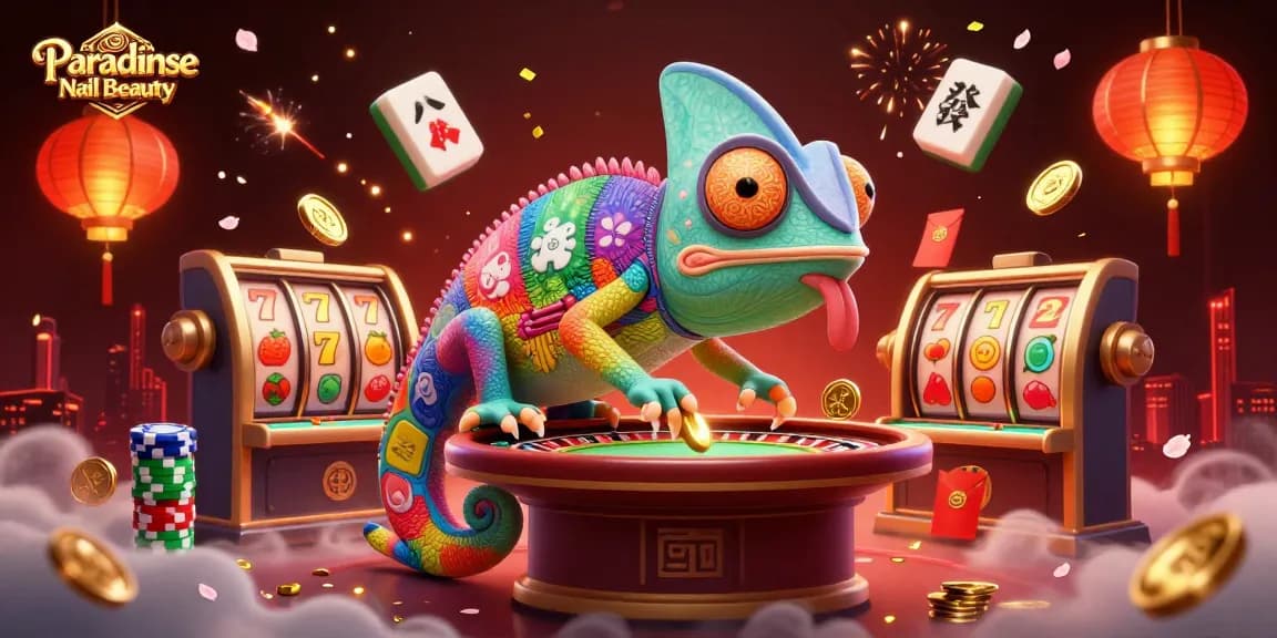 Experience Paradise Nail Beauty with vibrant casino characters and dynamic gaming elements in a lively scene.