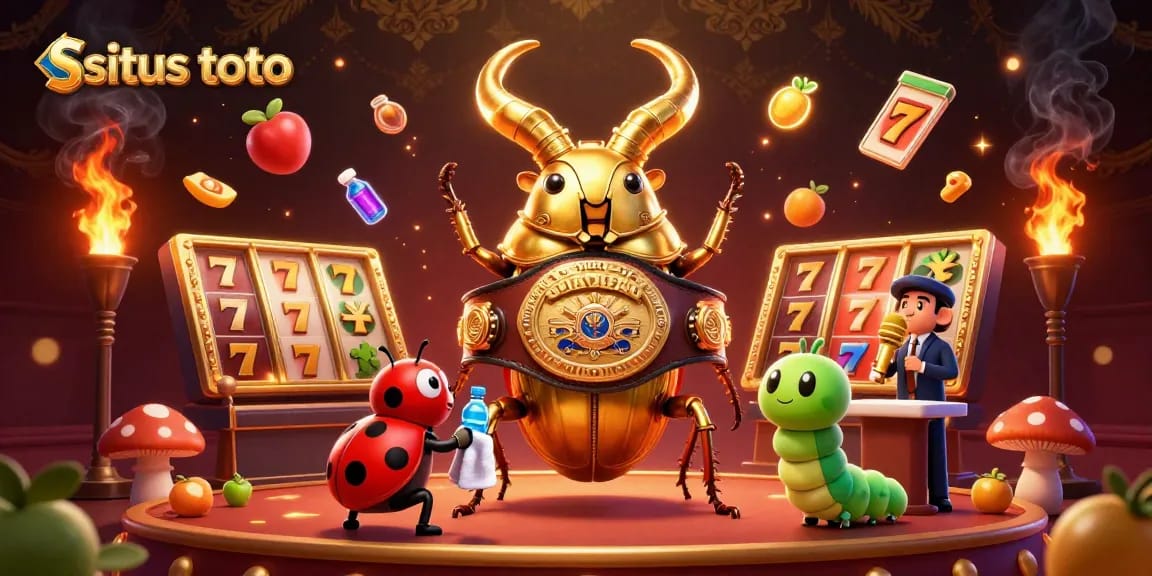 Engage with situs toto's thrilling slots as a giant beetle battles with a dazzling jackpot.