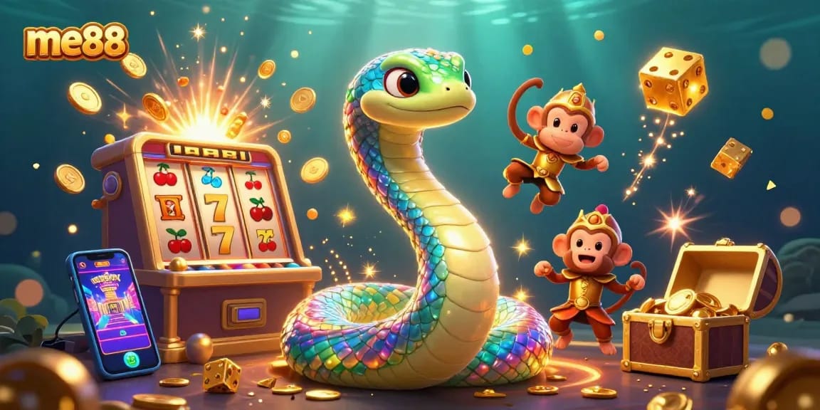 Experience excitement at me88 with vibrant casino games and dazzling jackpots in an immersive 3D scene.