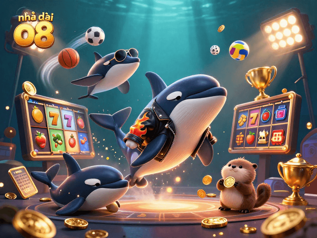 Engage in thrilling gameplay with Nhà cái o8, showcasing vibrant characters and casino elements.