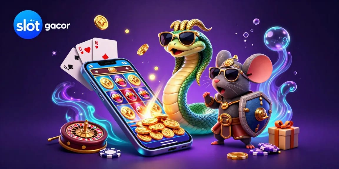 Engage in the vibrant gameplay of link slot gacor with Medusa and a warrior mouse in an exciting 3D casino illustration.