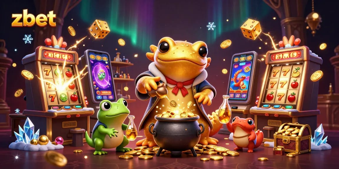 ZBET offers a vibrant casino experience with dynamic games and winning potential in this illustration.