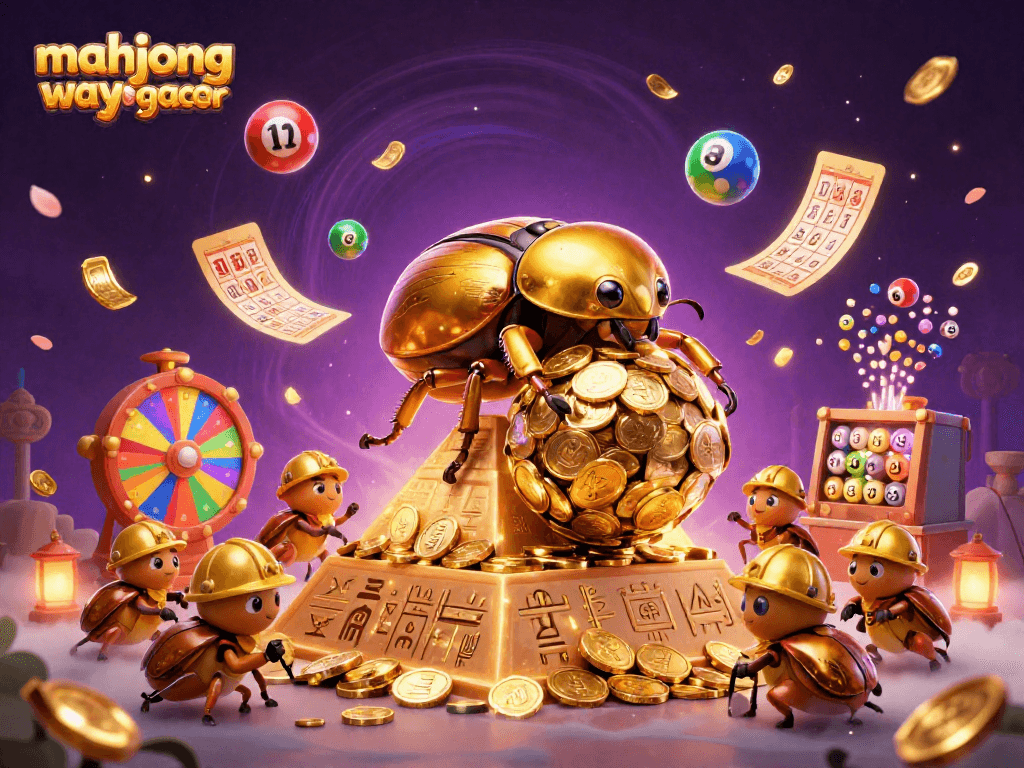 Experience mahjong ways gacor in a vibrant casino scene with golden coins and lively game elements.