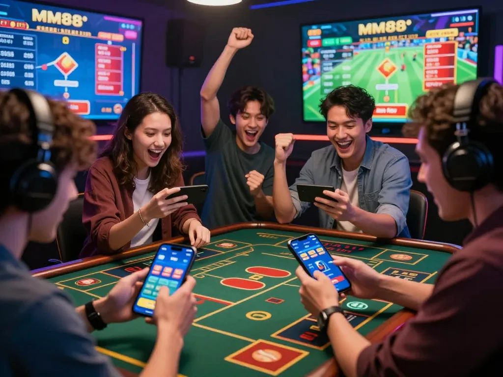 Engaged players enjoying a thrilling gaming experience at https://mm88.day/ with vibrant graphics and immersive mobile betting.