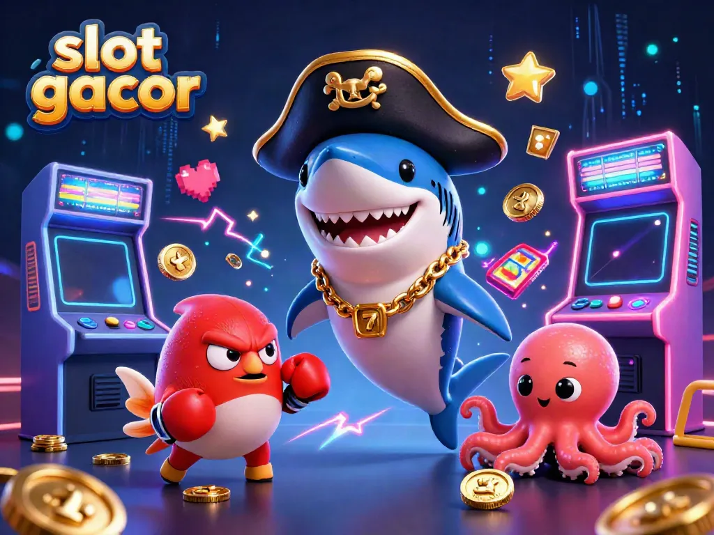 Experience exciting slot gacor fun with playful underwater characters and vibrant casino elements.