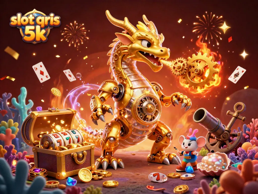 Experience thrilling adventures in slot qris 5k with a golden dragon and treasure-filled gaming elements.