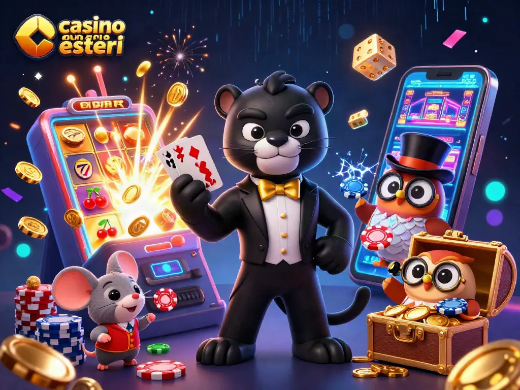 Scopri i migliori giochi nei casinò online esteri con questa ricca illustrazione 3D con personaggi vivaci.