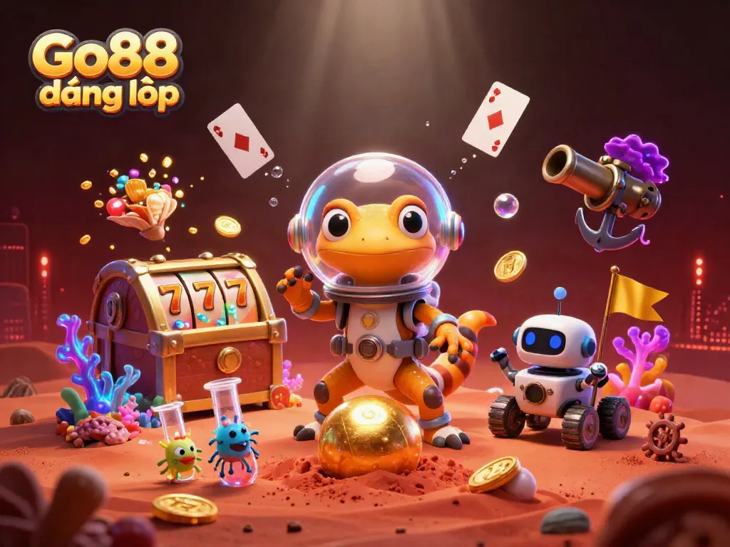Experience seamless gaming with Go88 đăng nhập in a vibrant intergalactic casino scene.