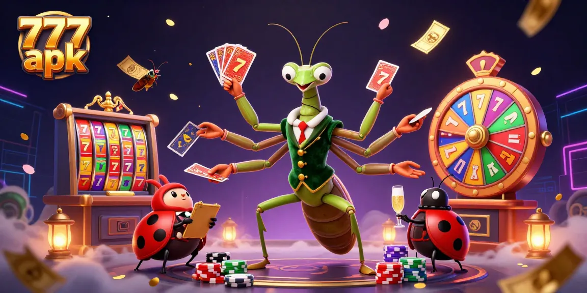 Engage with 777 apk slots as a giant mantis card sharp deals cards amidst vibrant casino action.