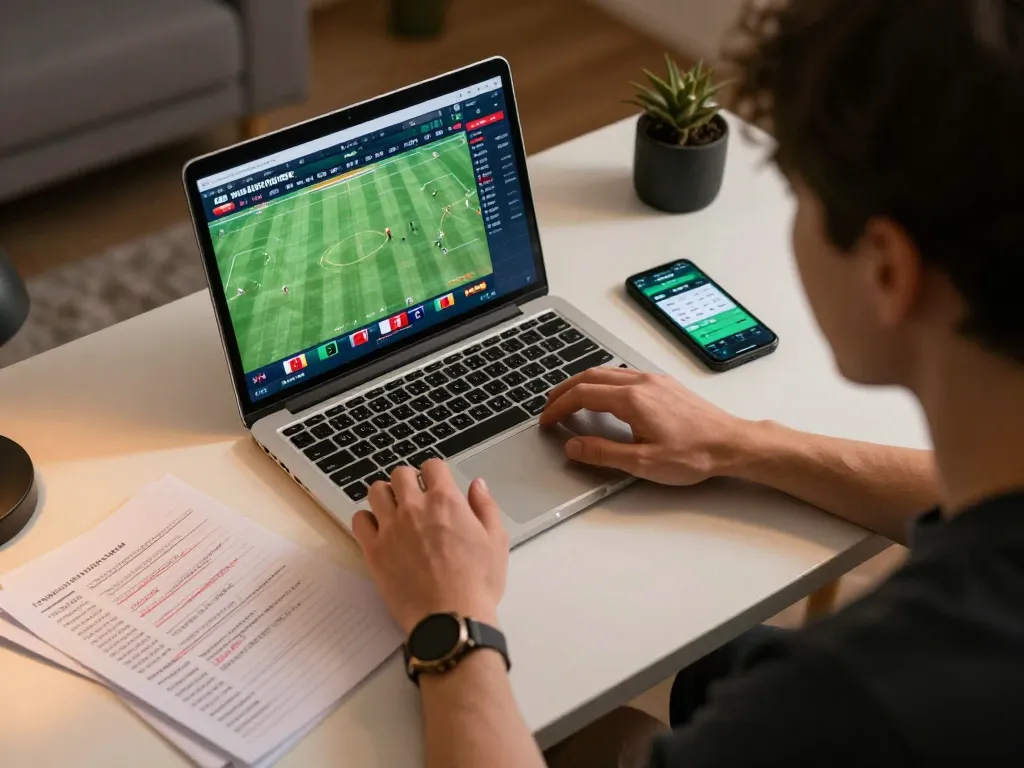 Soi kèo phạt góc strategy notes during online betting session on laptop