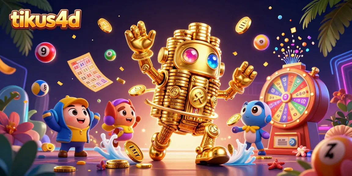 Experience exciting winnings with tikus4d as vibrant lottery balls bounce around a golden golem.