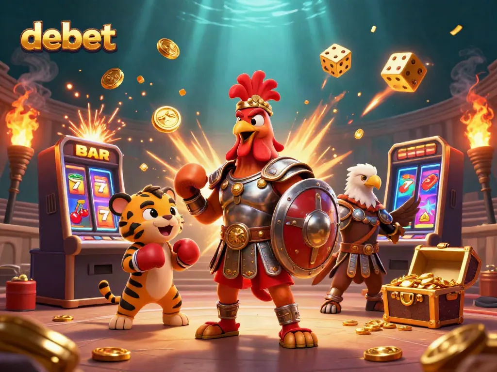 Experience the thrill of debet with dynamic casino action in a vibrant 3D illustration.