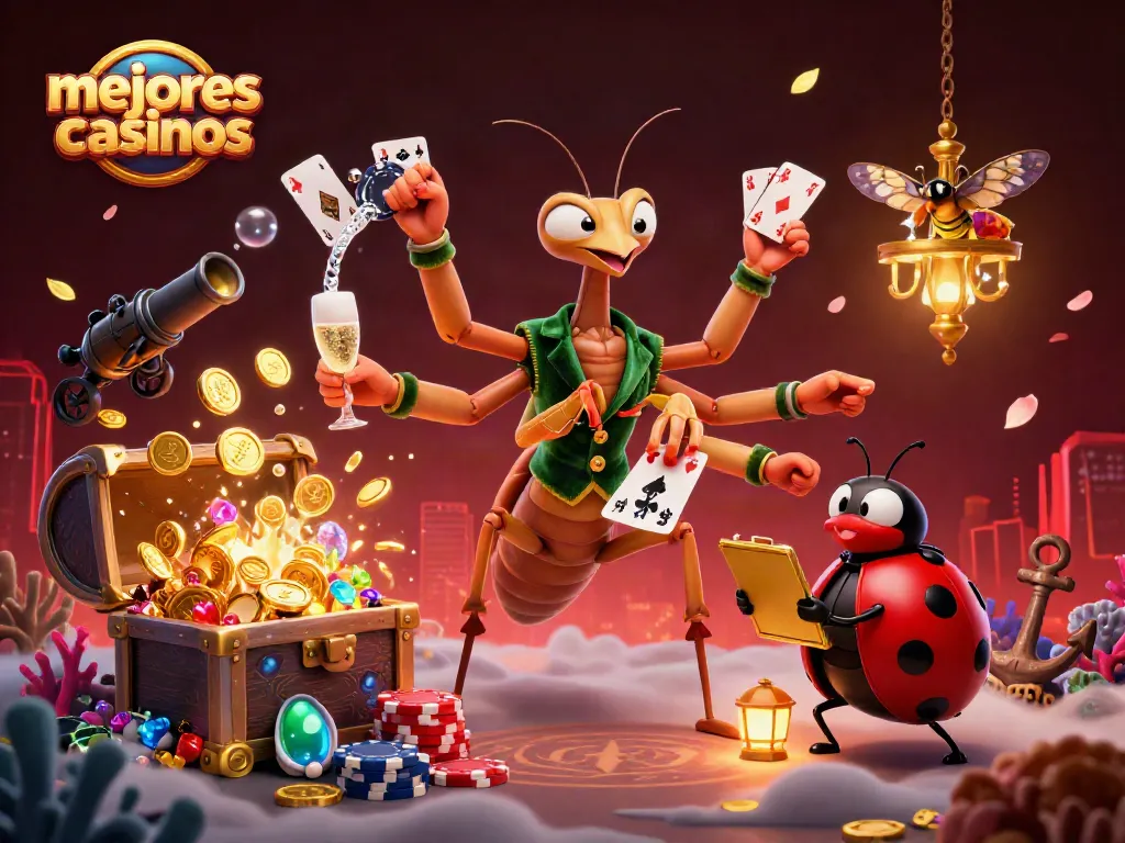 Comparar los mejores casinos online de manera emocionante mientras juegan en una escena vibrante y divertida.