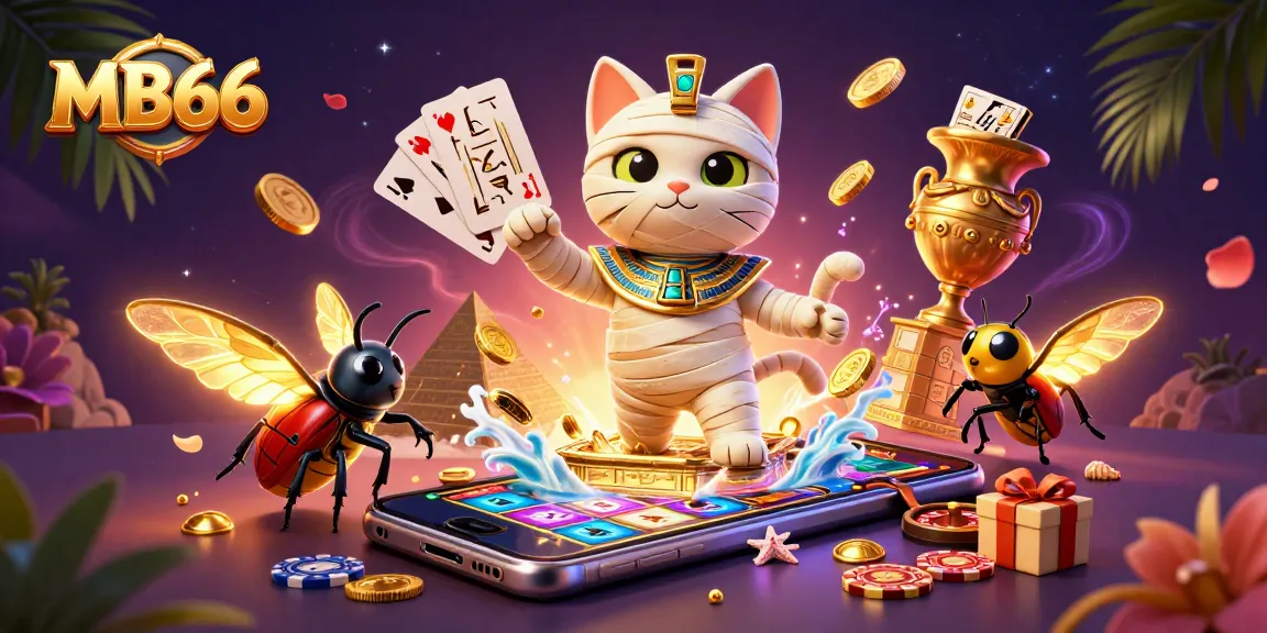 Engage with the thrill of MB66 as the Egyptian mummy cat bursts from ancient treasures in an enchanting casino.