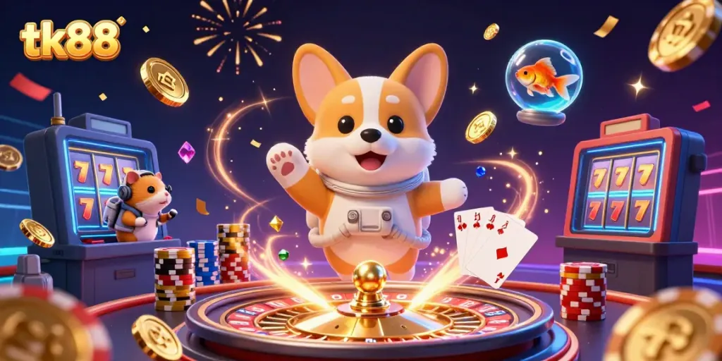 Engage in thrilling gameplay with tk88, experiencing vibrant casino action in a zero-gravity environment.