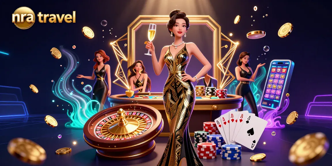 Experience nra travel with luxury gambling vibes, featuring elegant characters and immersive casino elements.