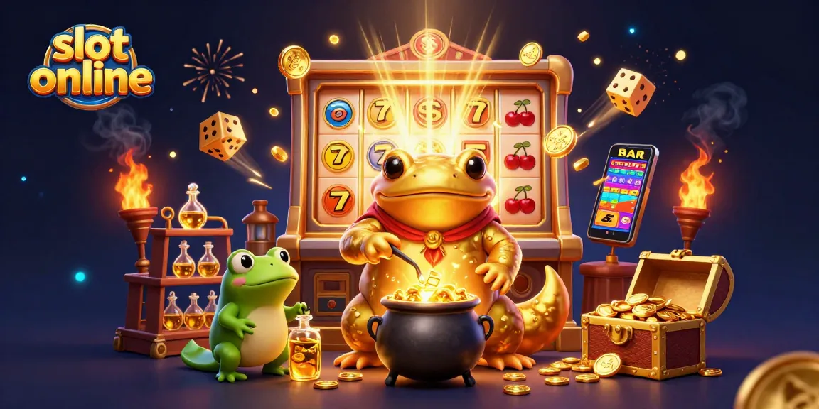 Experience thrilling slot online action with a golden alchemist and vibrant casino elements in an enchanting scene.