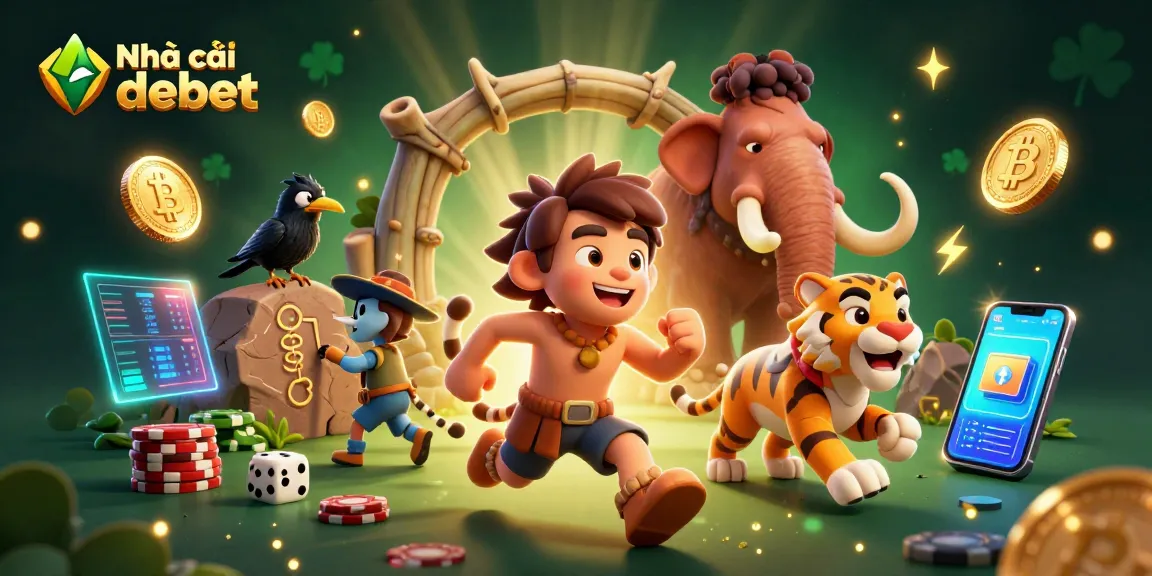 Engage with Nhà cái debet for thrilling prehistoric casino adventures featuring 3D cartoon characters.