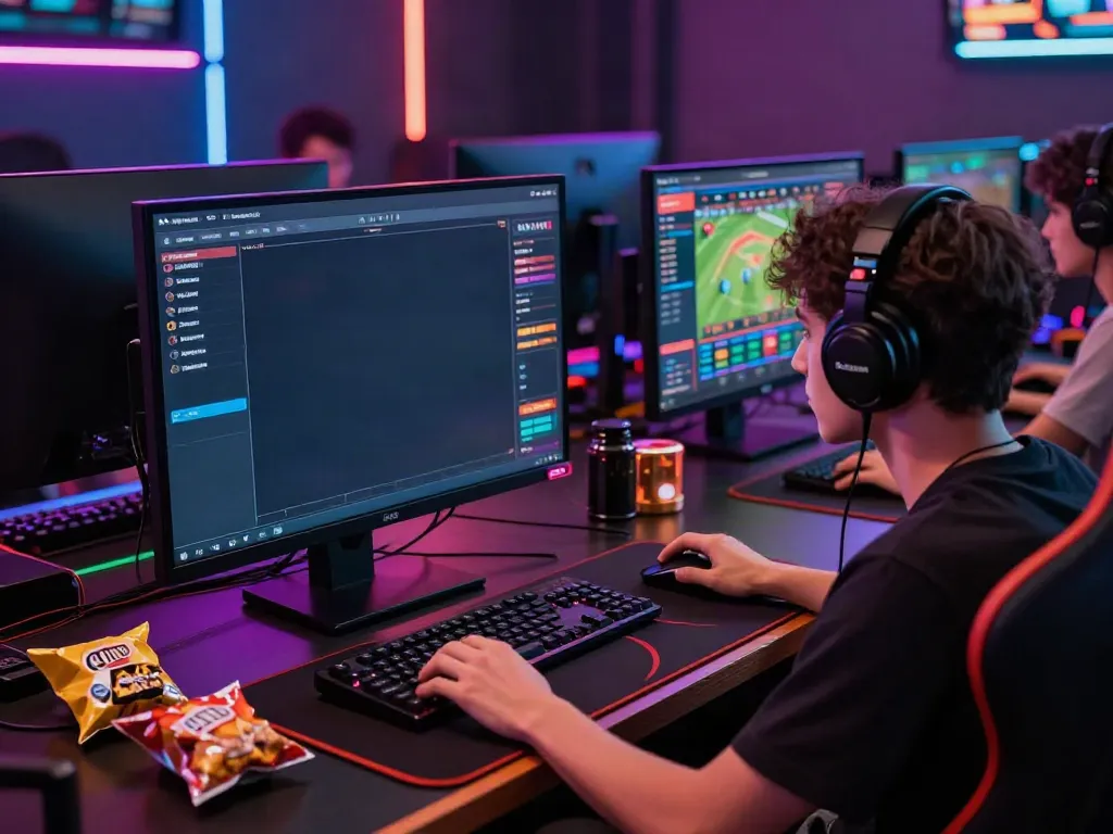 Exciting MAN88 online gaming scene with player engaged and vibrant setup.