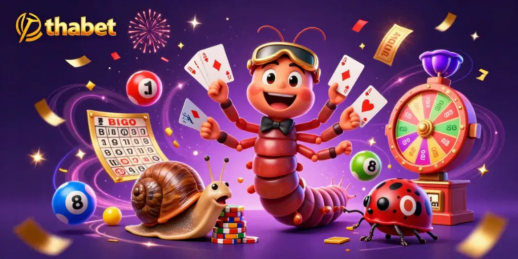 Experience thabet's high-energy gaming scene with dynamic characters and vibrant casino elements.