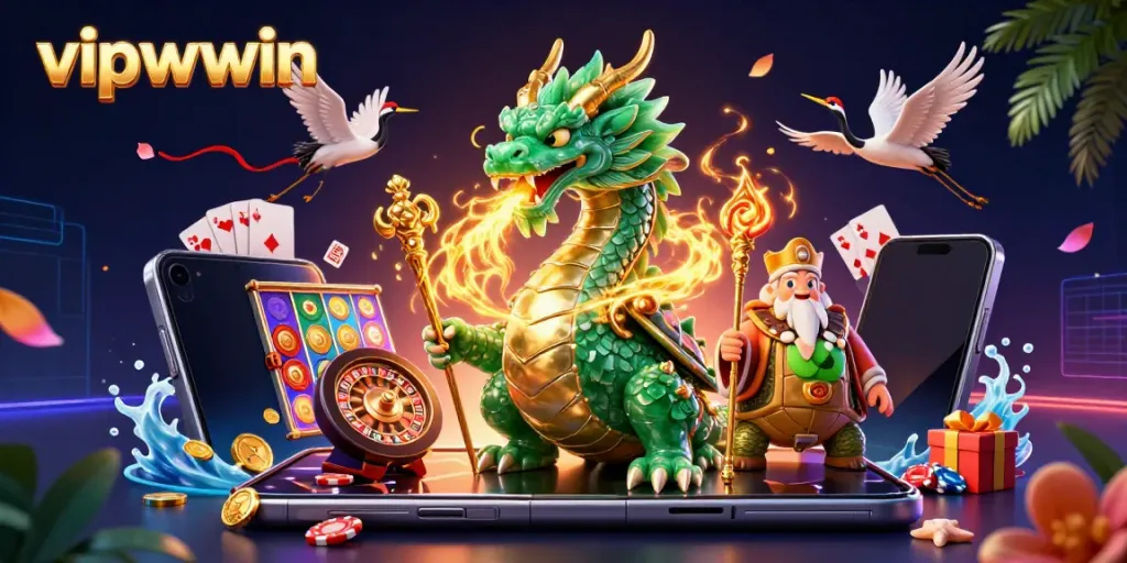 Experience thrilling gameplay with vipwwin, featuring vibrant graphics and dynamic casino elements in a fantastical setting.