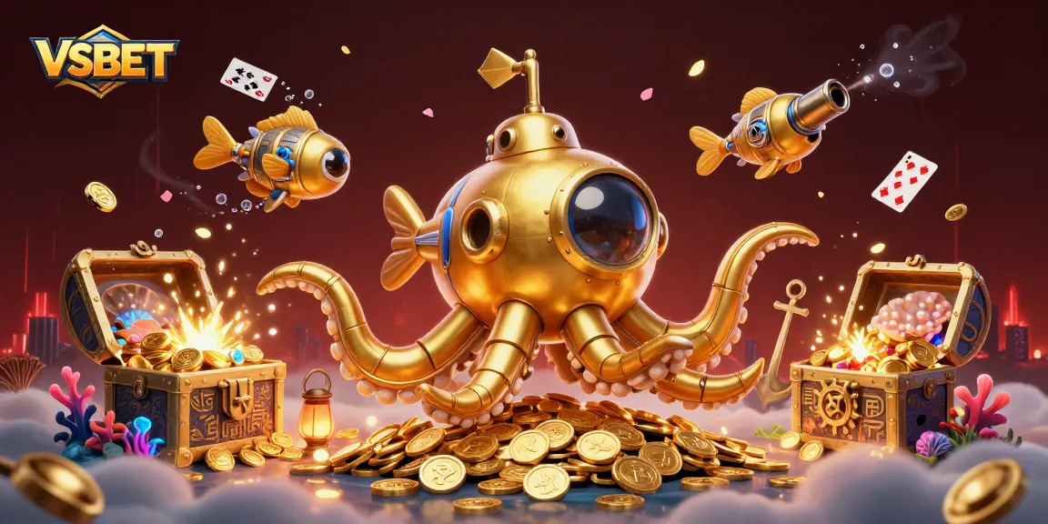 VSBET invites players to dive into thrilling gameplay with a 3D kraken and exciting treasures.