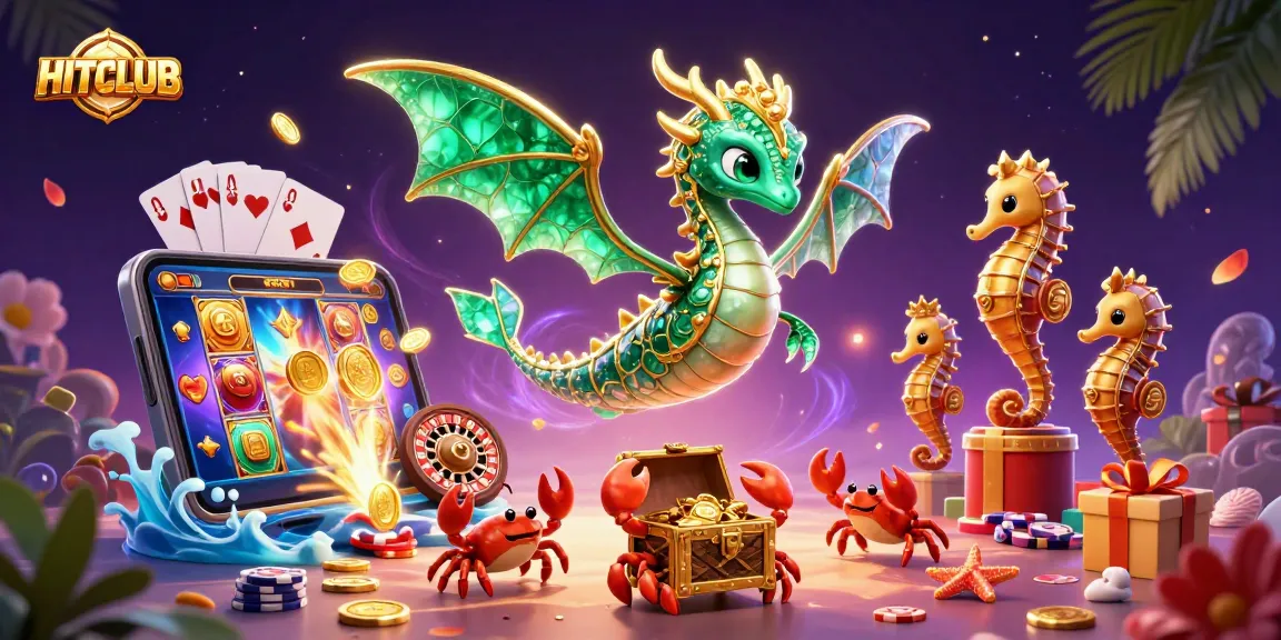 Play exciting casino games at HITCLUB with dynamic visuals of treasure and gaming elements.