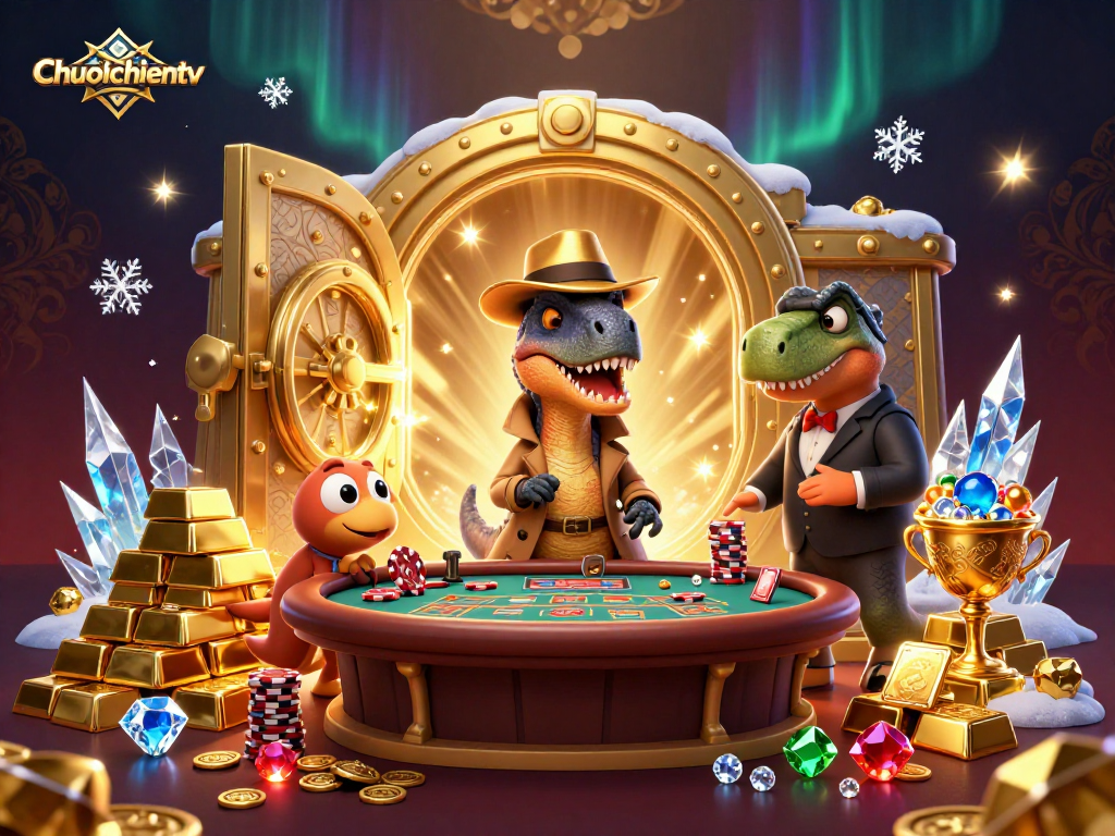 Chuoichientv takes center stage at a dazzling casino scene, showcasing high-stakes card games.