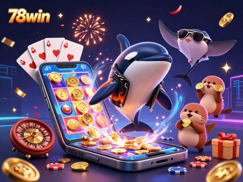 Experience thrilling games at 78win with vibrant characters and rich casino elements.