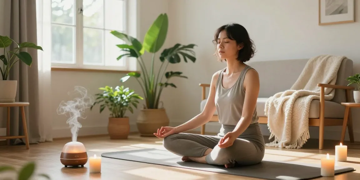 Mindfulness meditation practice at home featuring rokok 88 wellness scene with serene natural light.