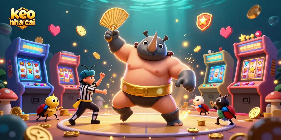 Experience thrilling casino action with keo nha cai in this vibrant 3D illustration featuring a sumo beetle champion.