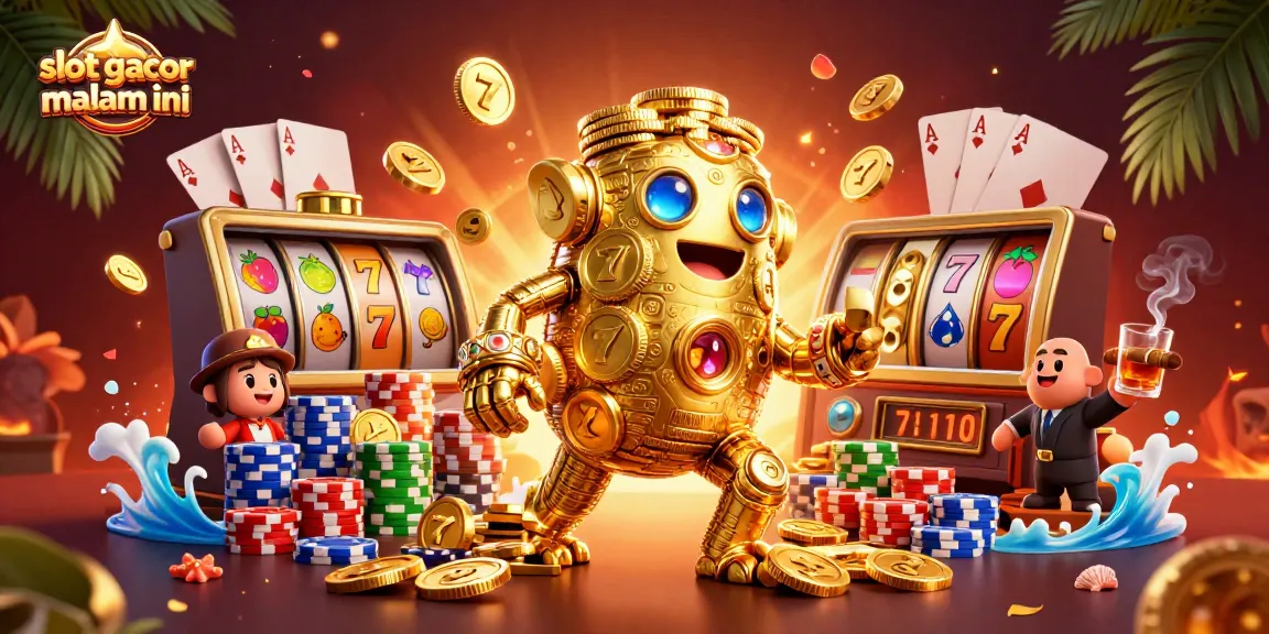 Engage with exciting slot gacor malam ini featuring a 3D golden golem, colorful chips, and dynamic reels.
