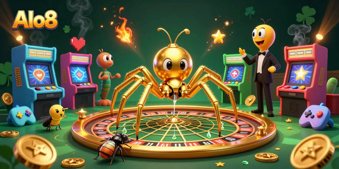 Alo8 introduces thrilling bets with a golden web roulette setup featuring a nervous fly and a centipede croupier.