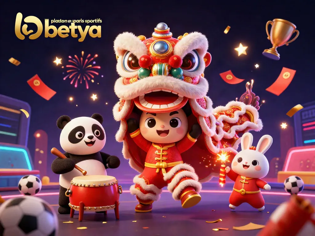 Engage with la plateforme de paris sportifs betya, where festive characters interact with dynamic sports betting elements.