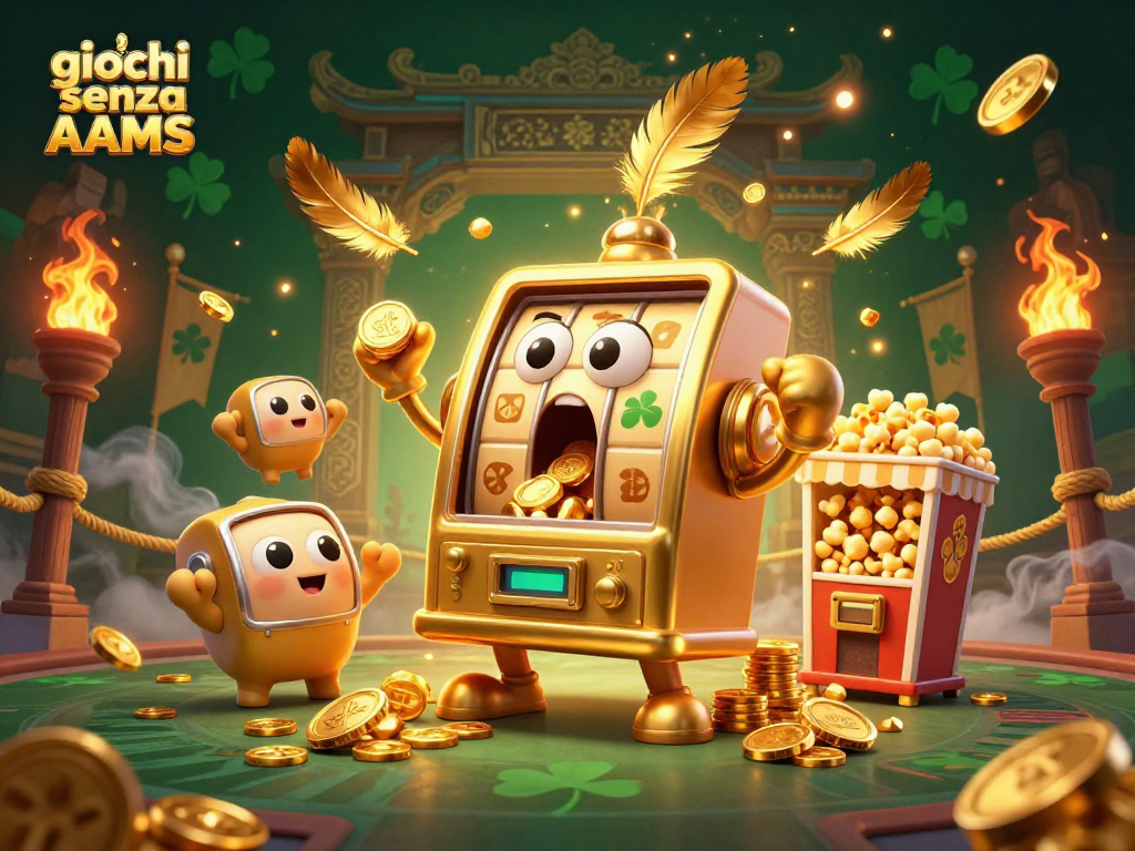 I giochi senza AAMS offrono esperienze uniche con slot machine dorate e vivaci atmosfere di festa.