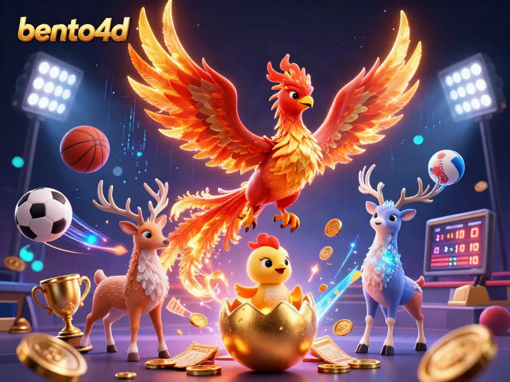 Experience the thrill of gaming with bento4d's energetic casino illustration filled with fantastic elements.