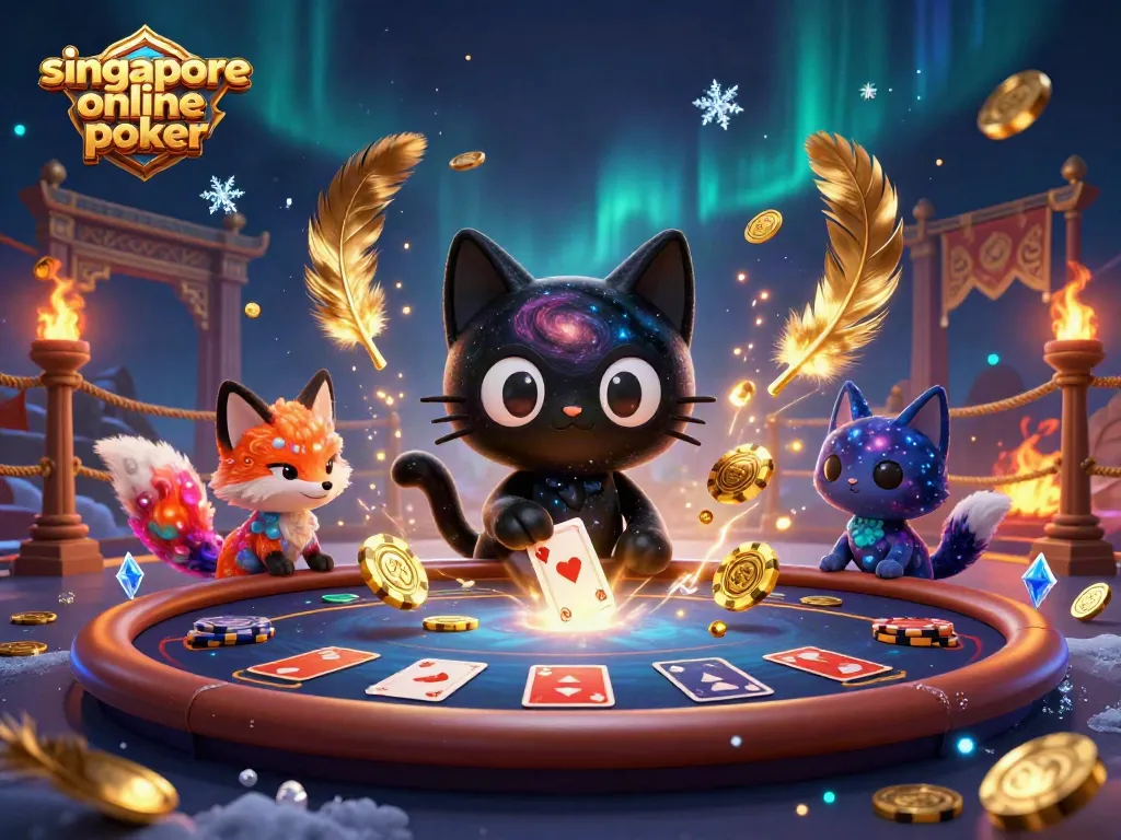Engage in thrilling singapore online poker action with vibrant cosmic characters and dynamic gambling elements.