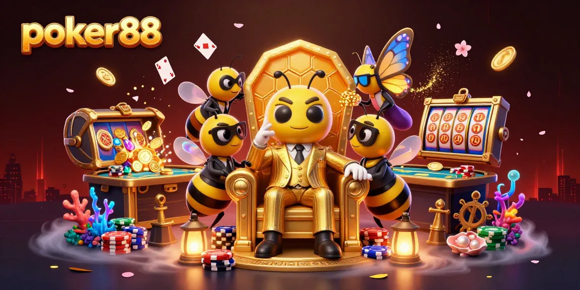 Experience poker88 thrill with colorful cards and dynamic chips, all in a vibrant casino scene.