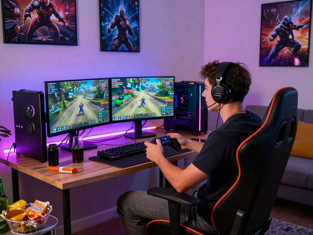 Engaging gaming session at http://oxbet-app.com showcasing live streaming setup in a stylish living room.