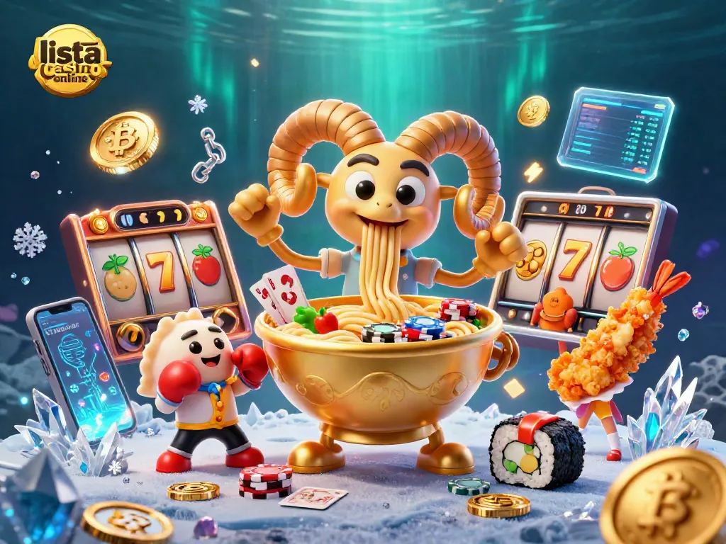 Giocando su lista casino online, un personaggio in 3D con braccia di spaghetti distribuisce carte tra scintillanti monete di Bitcoin ed Ethereum.