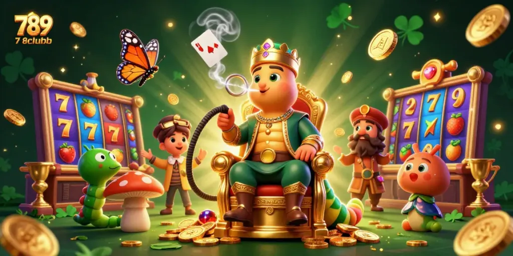 Engage with 789clubb in a vibrant slot-themed digital illustration featuring lush visuals and dynamic game elements.