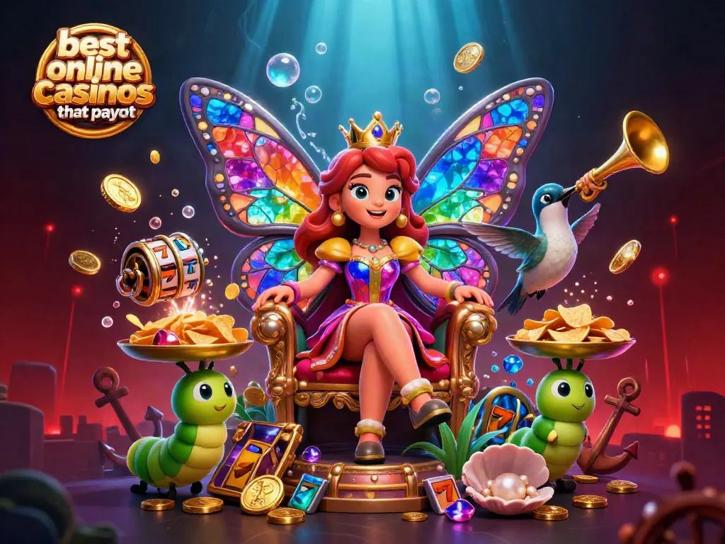 Experience the best online casinos that payout with vibrant 3D illustration showcasing slots and high-energy gaming elements.