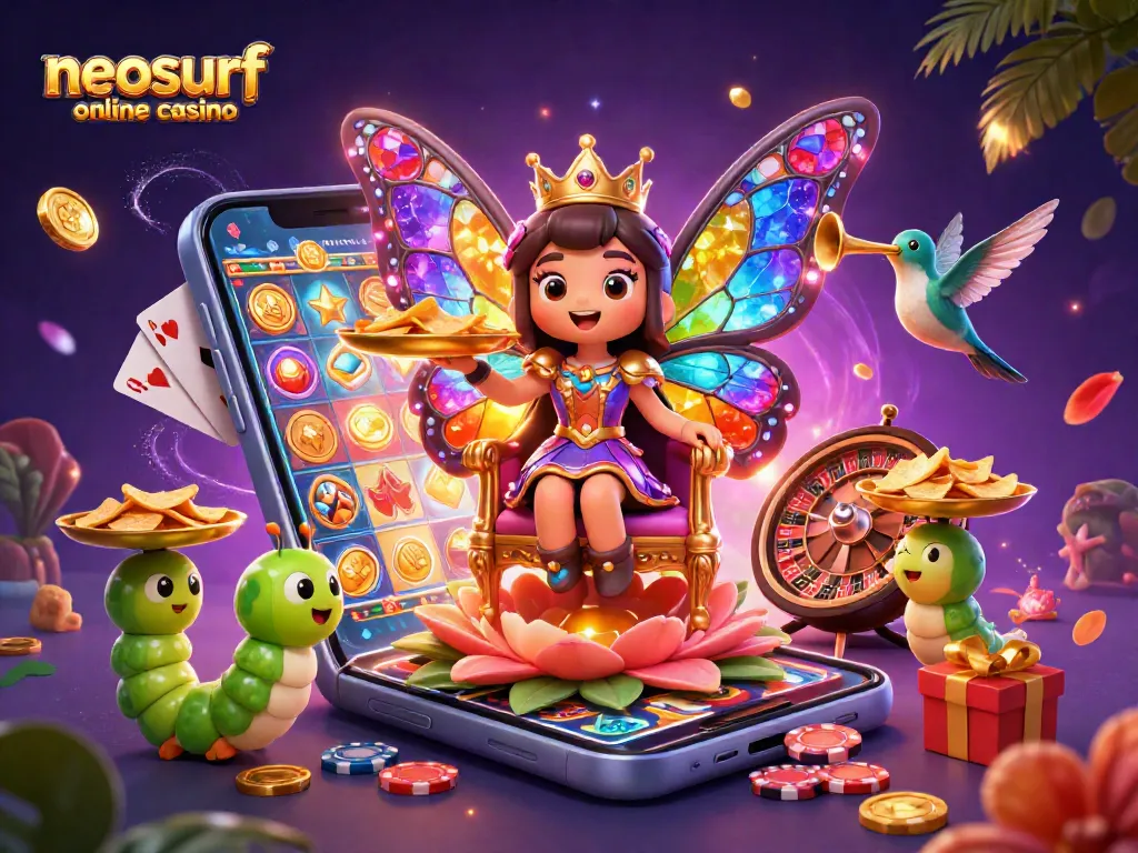 Experience the excitement of neosurf online casinos with vivid illustrations of coins and gaming elements.