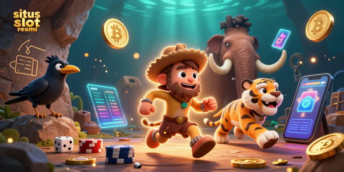 Experience situs slot resmi with a colorful 3D scene of ancient casino characters engaged in gameplay.
