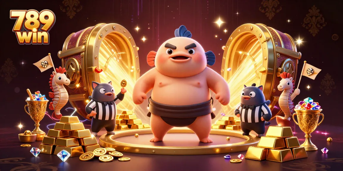 Experience thrilling wins with 789 win in a dynamic casino scene featuring vibrant characters and dazzling treasures.
